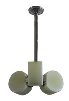 French Art Deco Nickel & Yellow Glass Chandelier