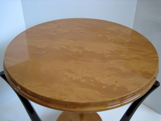 French Art Deco Burl and Mahogany Occasional Table