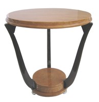 French Art Deco Burl and Mahogany Occasional Table