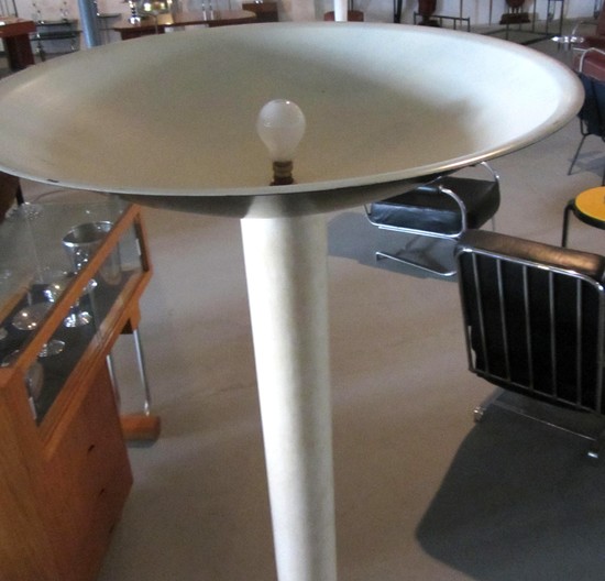 French Art Deco Parchment Torchiere with Metal Shade and Base