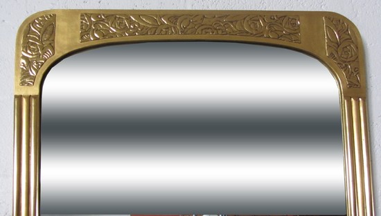 Paul Follot French Art Deco Gold Leaf Pier Mirror Geometric Roses Design