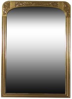 Paul Follot French Art Deco Gold Leaf Pier Mirror Geometric Roses Design