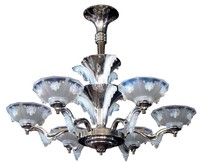 Pair Atelier Petitot French Art Deco Chandeliers
