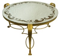 French Art Deco Wrought Iron and Mirror Grave Cocktail Table by Rene Druet