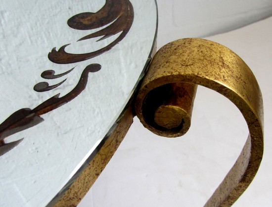 French Art Deco Wrought Iron and Mirror Grave Cocktail Table by Rene Druet