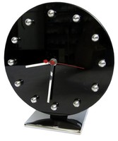 Gilbert Rohde American Art Deco Black Carrara Glass Clock