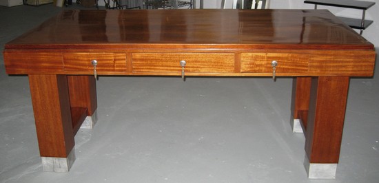 FRENCH ART DECO ROSEWOOD AND ALUMINUM DESK