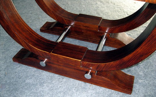 Elegant French Art Deco Striped Walnut Dining Table