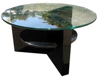 American Art Deco Black Lacquer and Glass Coffee Table