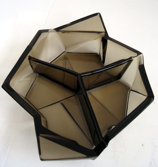 American Art Deco Ruba Romboic SmokeyTopaz Bon Bon Bowl