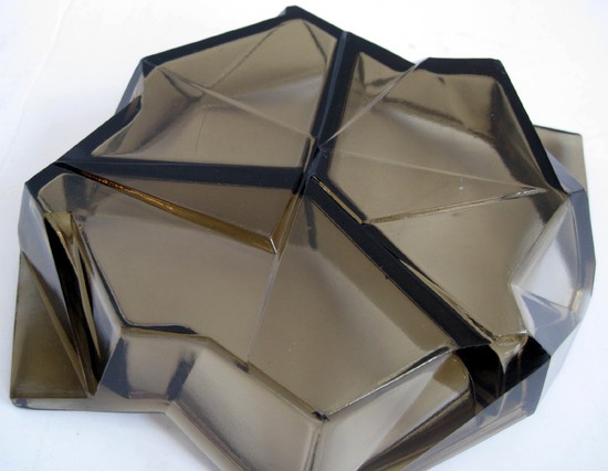 American Art Deco Ruba Romboic SmokeyTopaz Bon Bon Bowl