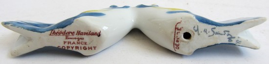 Nine French Art Deco Kissing Fish Knife Rests by Sandoz for Haviland