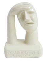 American Art Deco Satirical Anti-New Deal Ceramic  Bust