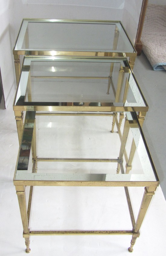 Set of Three Mid Century Modern Design Nesting Tables by Maison Jansen