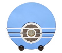 Walter Dorwin Teague American Art Deco Sparton Bluebird Blue Mirror Radio