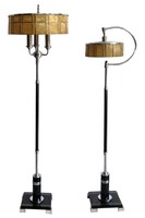 Two American Art Deco Floor Lamps with Mica Shades