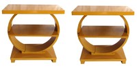 Pair American Art Deco Modernage Streamline End Tables
