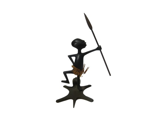 Vintage Hagenauer Pigmy Warrior on Lion Skin