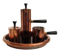Walter Von Nessen American Art Deco Coffee Set in Copper for Chase