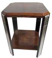 French Art Deco Walnut and Silverleaf Occasional Table