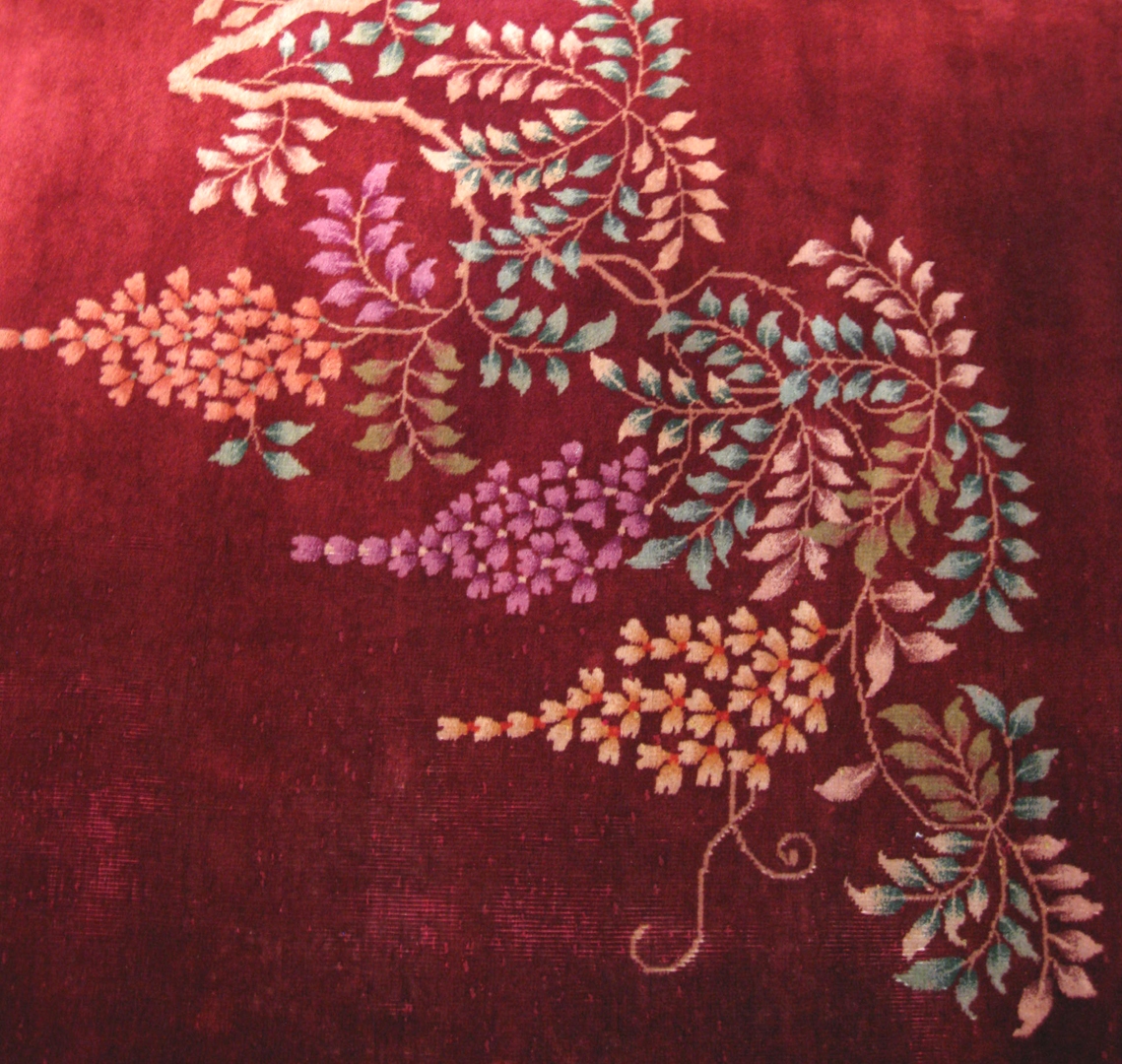 Walter Nichols Vintage Chinese Art Deco Plush Red Rug