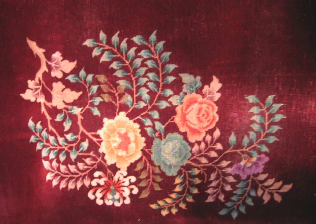 Walter Nichols Vintage Chinese Art Deco Plush Red Rug