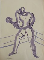 The Boxer a Watercolor by WPA Artist Jerry Roth