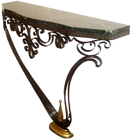 French Art Deco Wrought Iron Console